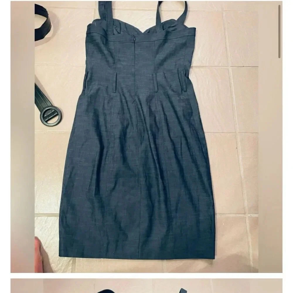 Arden B Women's Blue Sweetheart Neck Button Front Midi Shift Dress Size S - Picture 13 of 16